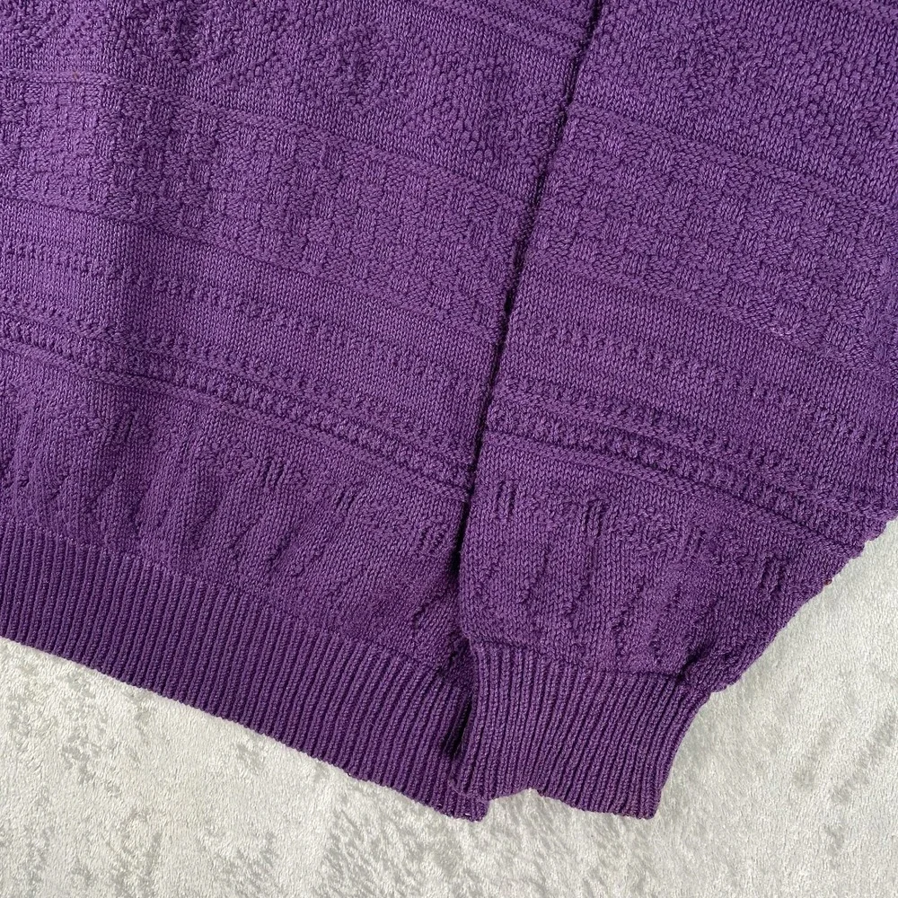 Vtg Hampton‎ Bay Trading Company Sweater Mens XL Purple 3D Knit Textured 90s